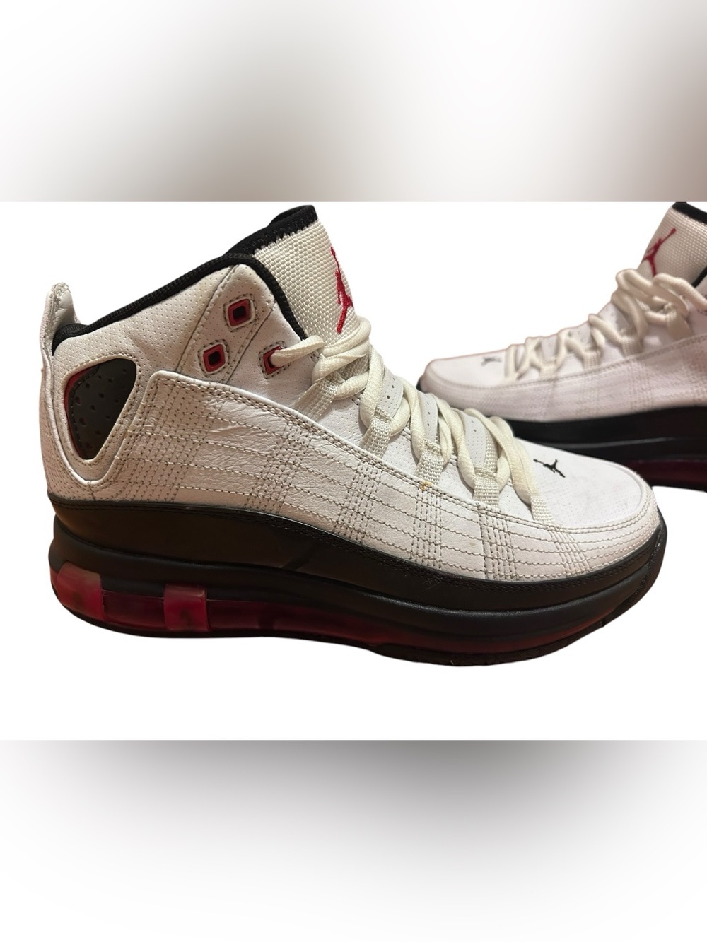 Jordan Flight 45 High White Black Red Youth 7 in Excellent Condition!